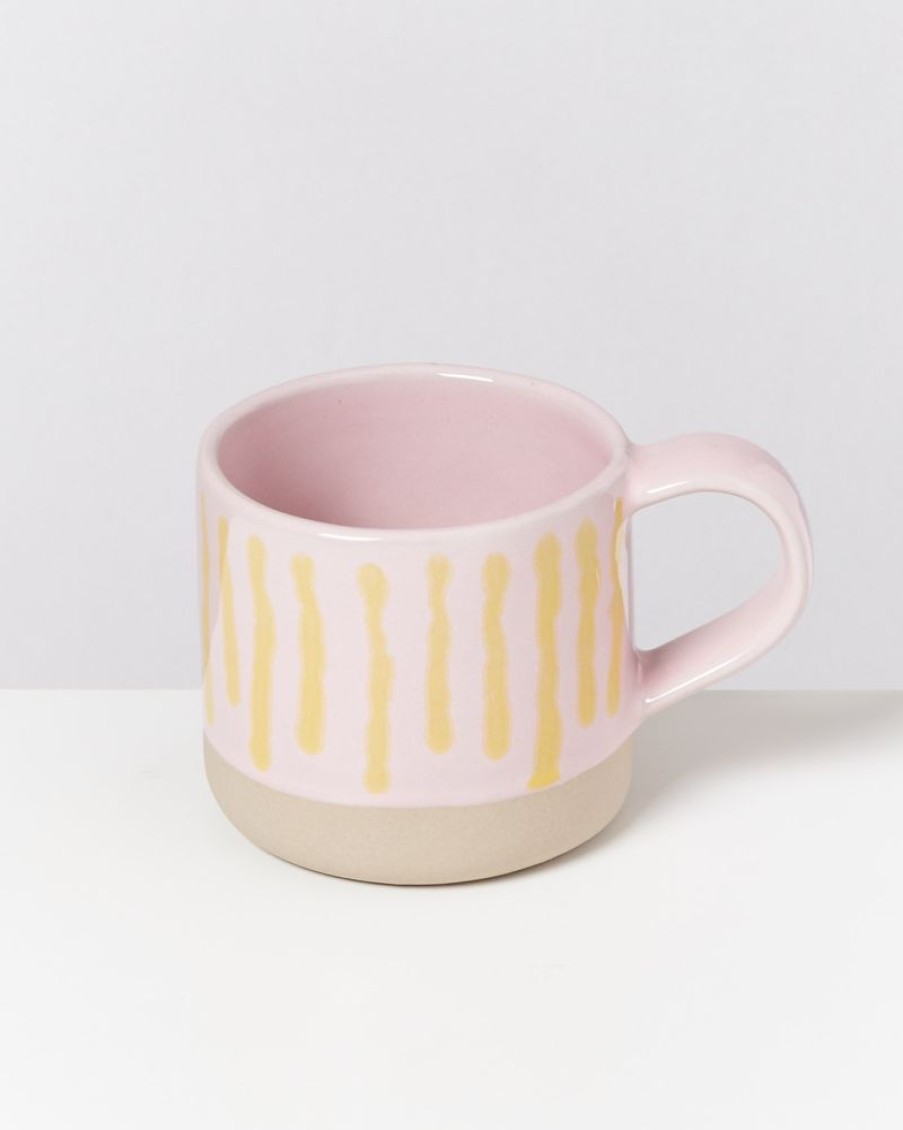 Geschirr Motel a Miio | Nodoa 6Er Set Tasse Rosa Gelb Gestreift