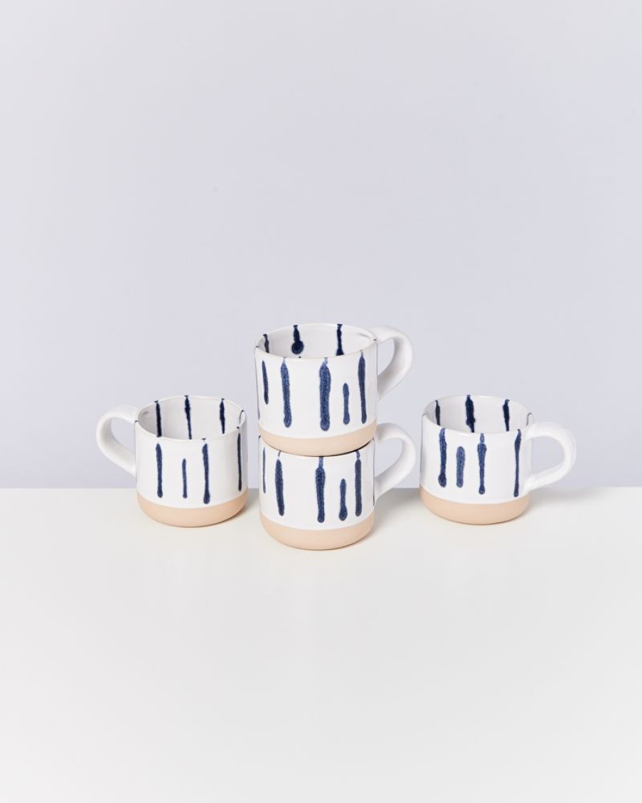 Tassen & Becher Motel a Miio 4 Teilige Sets | Nodoa 4Er Set Tasse Weis Blau