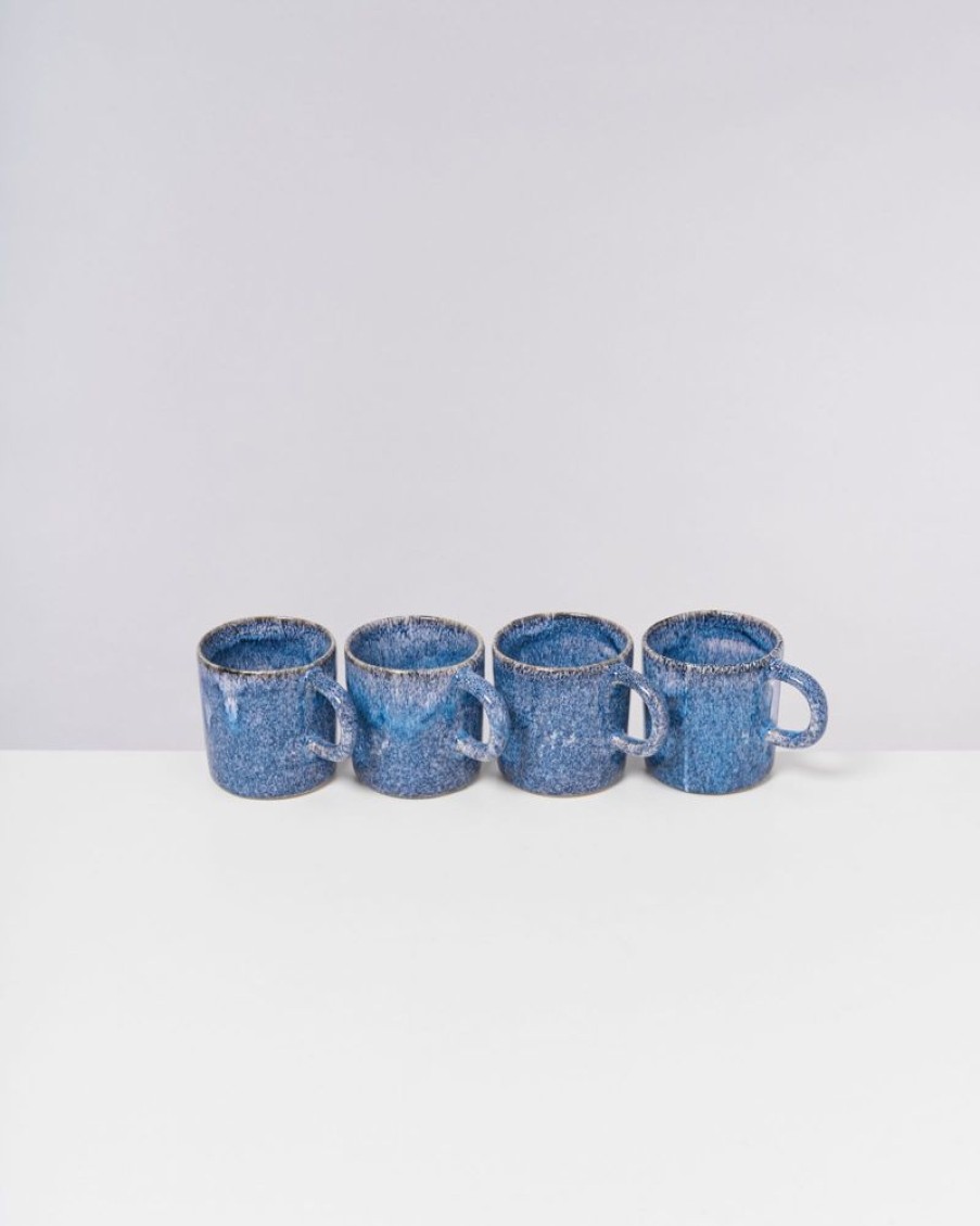 Geschirr Sets Motel a Miio | Cordoama 4Er Set Tasse Gros Blau Gesprenkelt