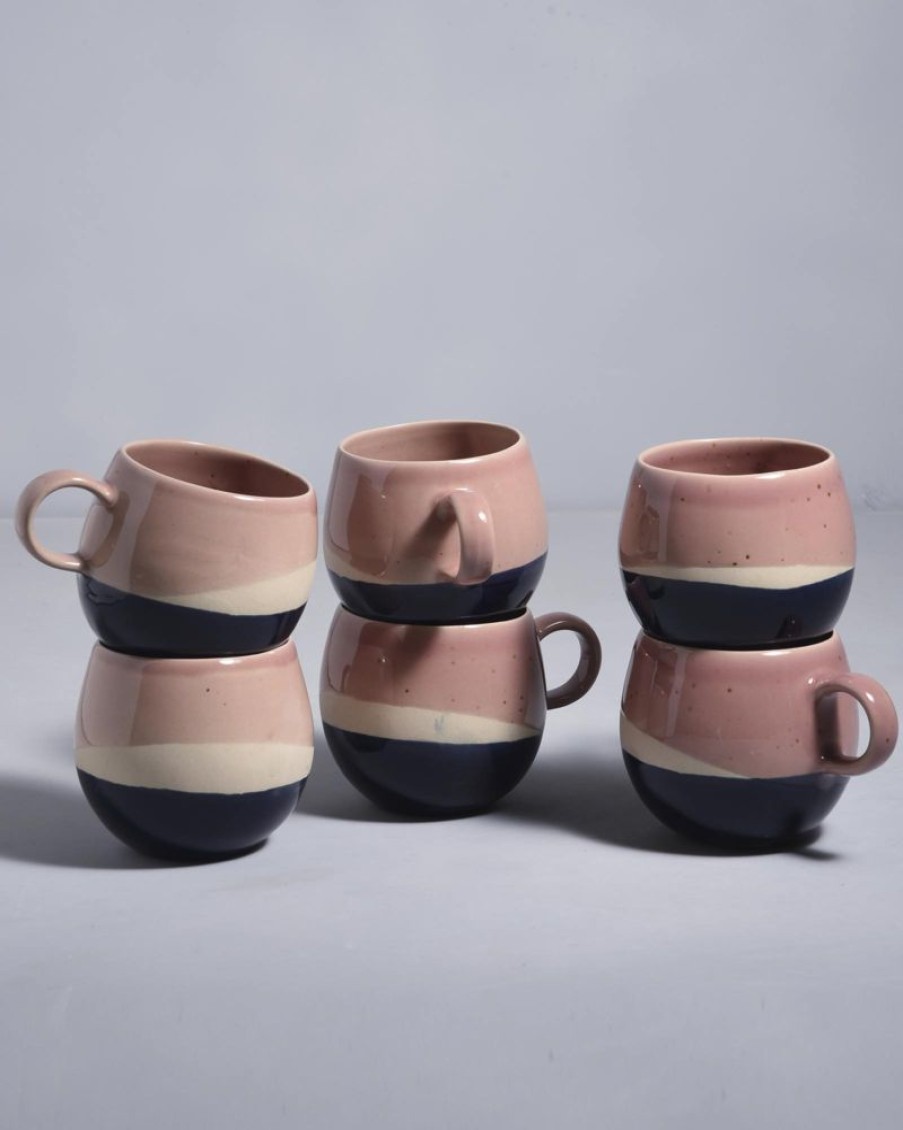 Geschirr Motel a Miio | Bica 6Er Set Tasse Gros Pink Navy Cream