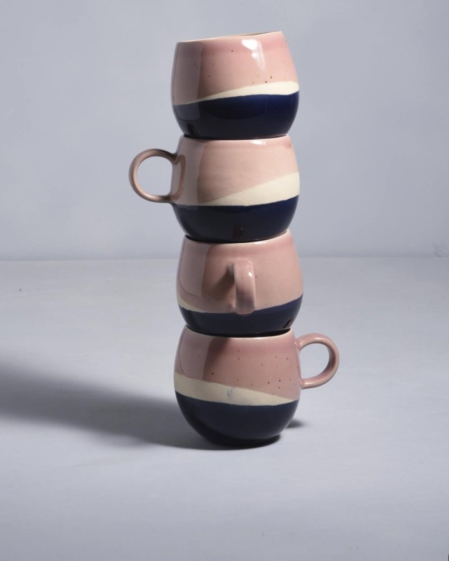 Geschirr Sets Motel a Miio | Bica 4Er Set Tasse Gros Pink Navy Cream