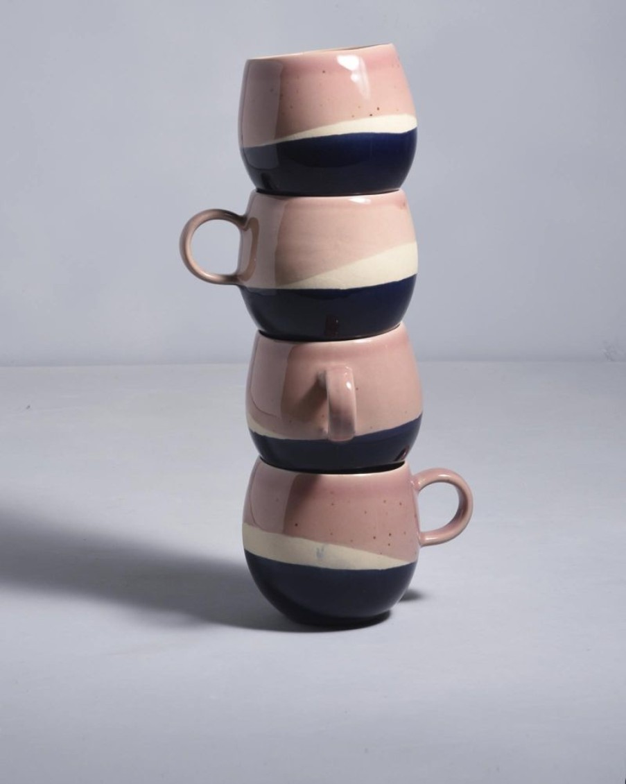 Geschirr Motel a Miio | Bica 4Er Set Tasse Gros Pink Navy Cream